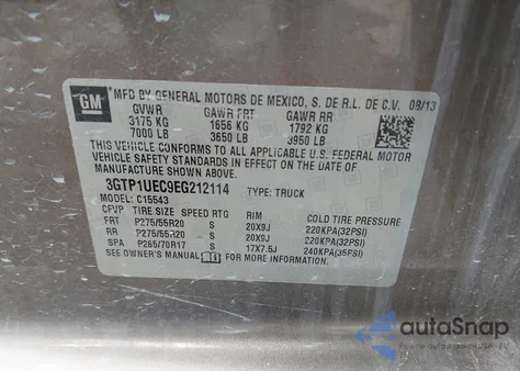 2014 GMC Sierra 1500 Sle from USA, damaged, VIN 3GTP1UEC9EG212114